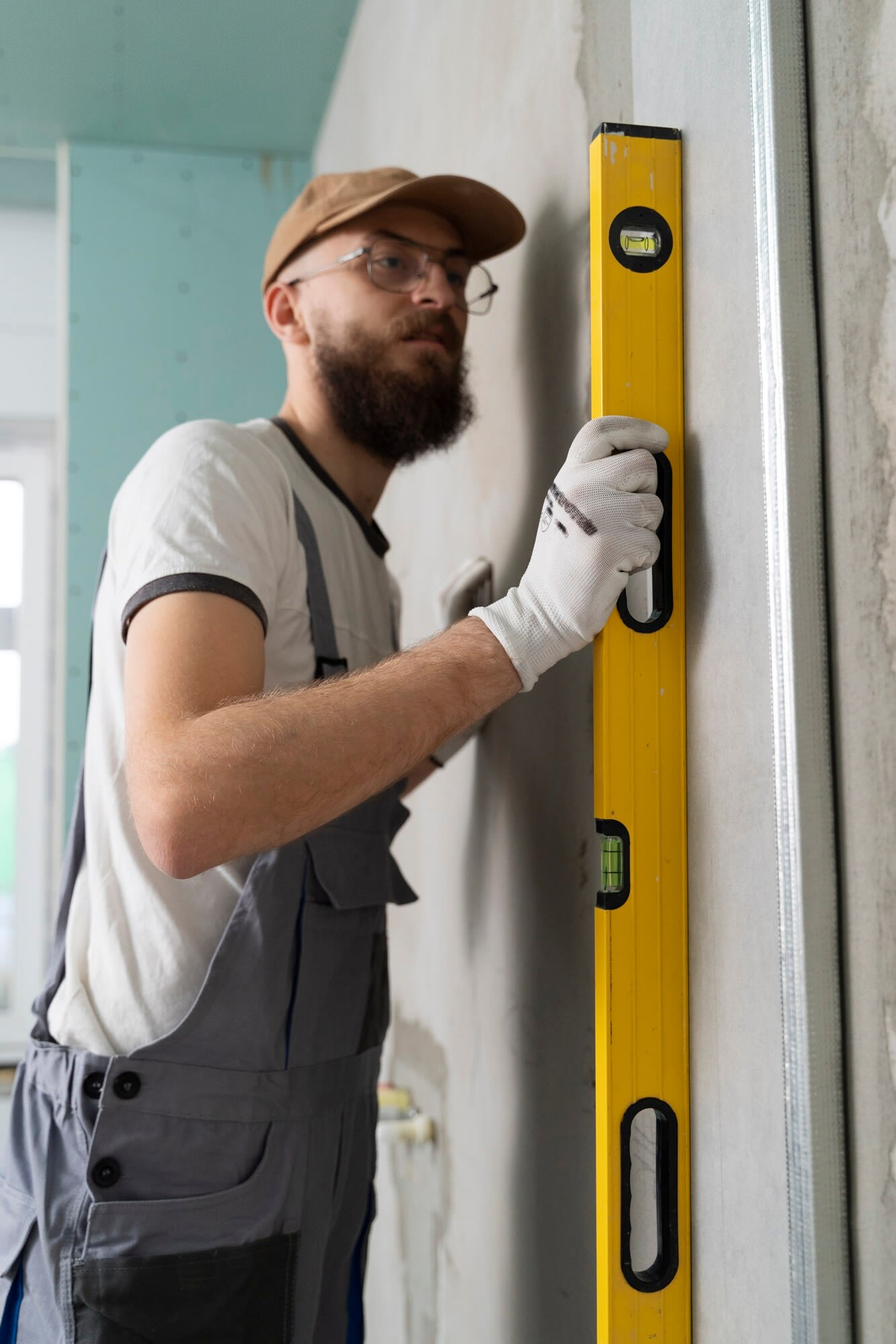 Installer with a level checking installation